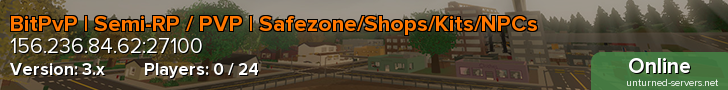 BitPvP | Semi-RP / PVP | Safezone/Shops/Kits/NPCs